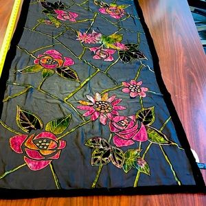 Never used Black sheer with flower prints